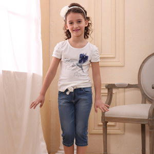 2014 summer new new denim jeans girls pants cropped pants feet rummaged